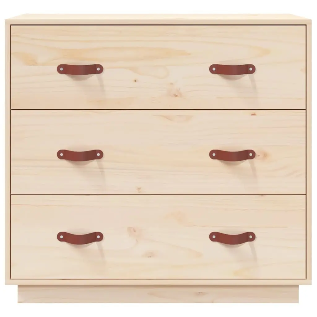 Brown Sideboard in Solid Pine Wood with 3 Drawers