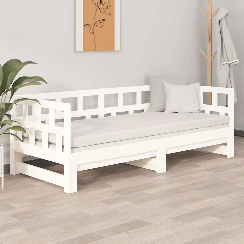 Pull-out Day Bed Frame Sofa Bed in White