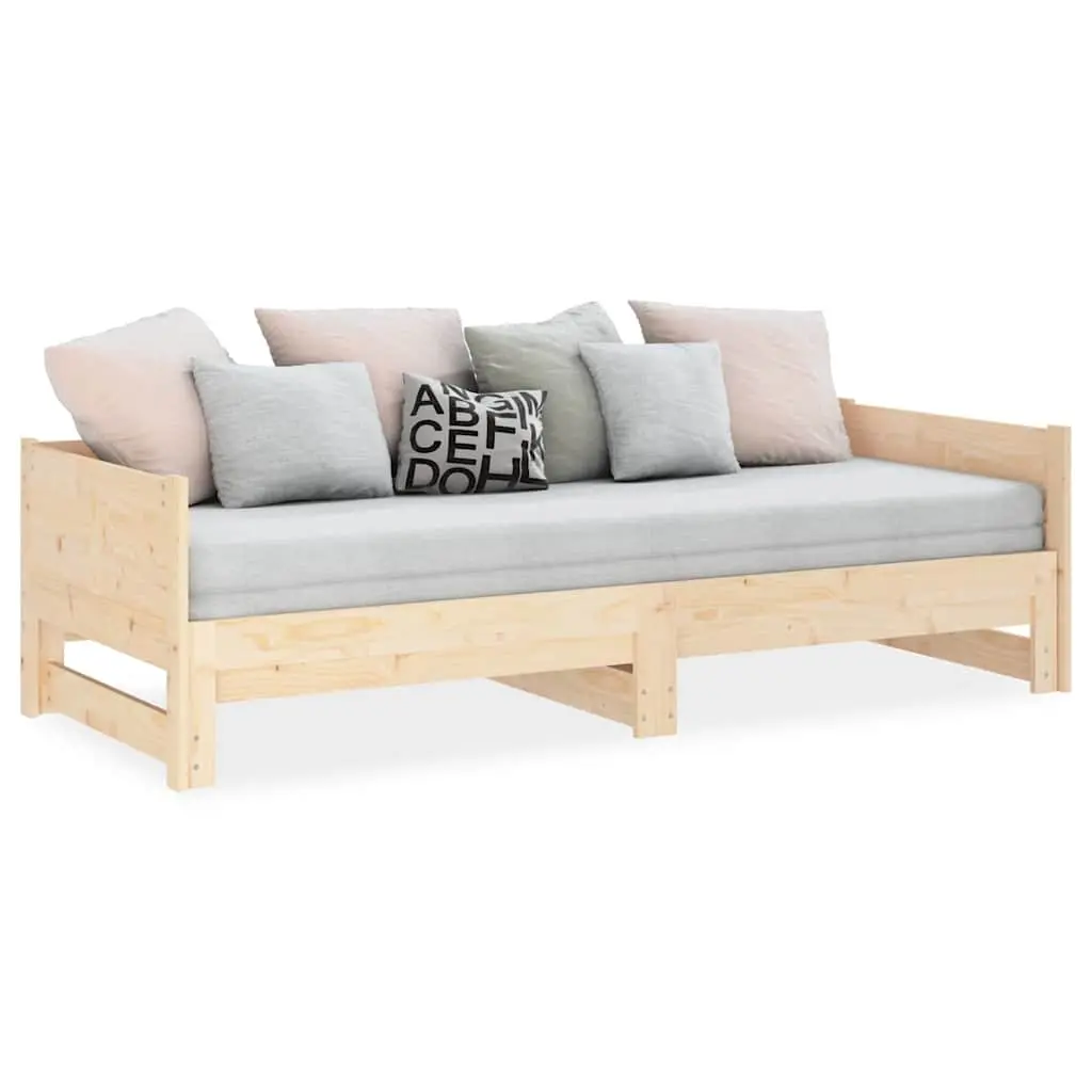 Solid Wood Pine Frame Pull-out Day Bed for Guest Use