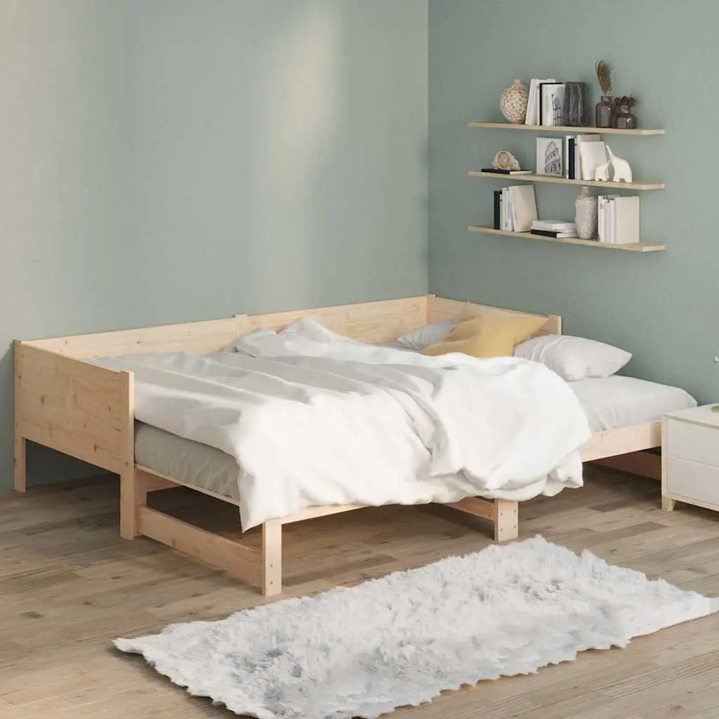Solid Wood Pine Frame Pull-out Day Bed for Guest Use