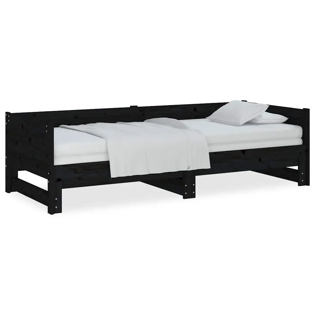 Day Bed Sofa Bed Frame Solid Pine Wood 90x190cm Black