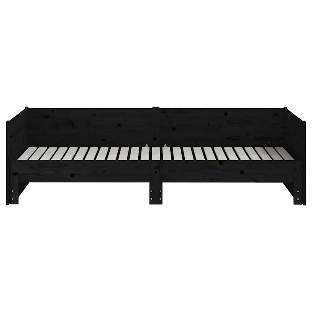 Day Bed Sofa Bed Frame Solid Pine Wood 90x190cm Black