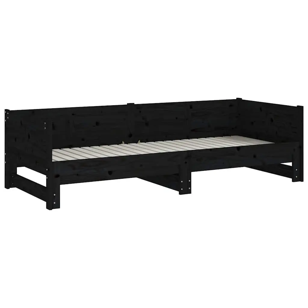 Day Bed Sofa Bed Frame Solid Pine Wood 90x190cm Black