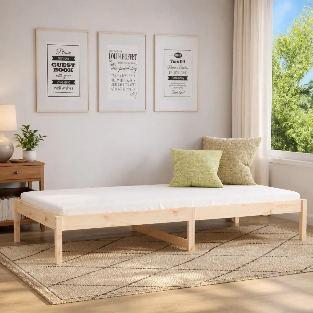 Day Bed Frame Solid Pine Wood 90x190 cm Brown