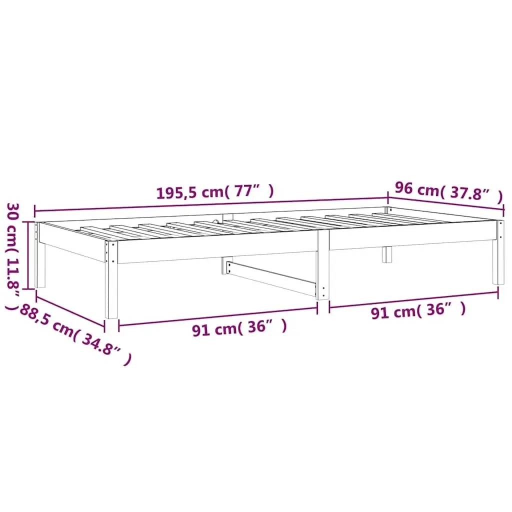 Day Bed Frame Solid Pine Wood 90x190 cm Brown