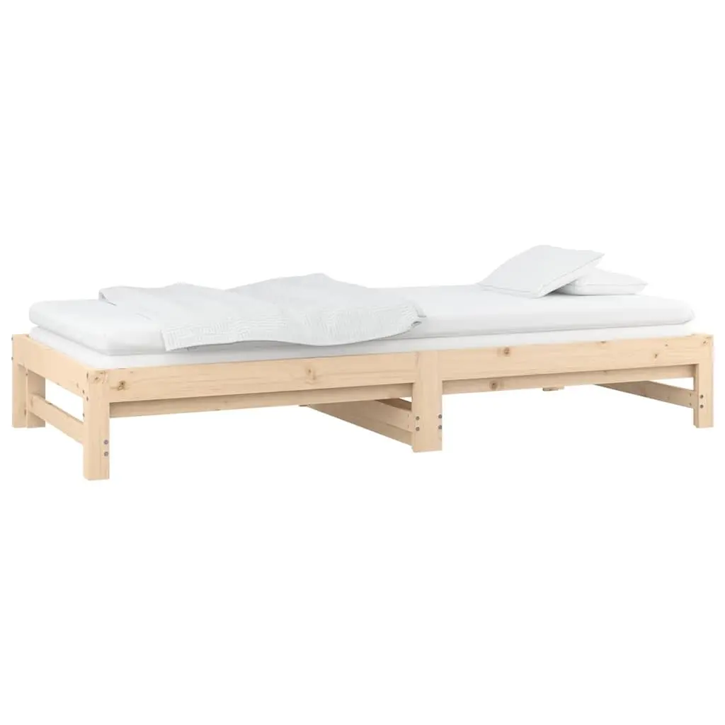 Pine Wood Pull-out Day Bed Frame with Slatted Base 90x190cm
