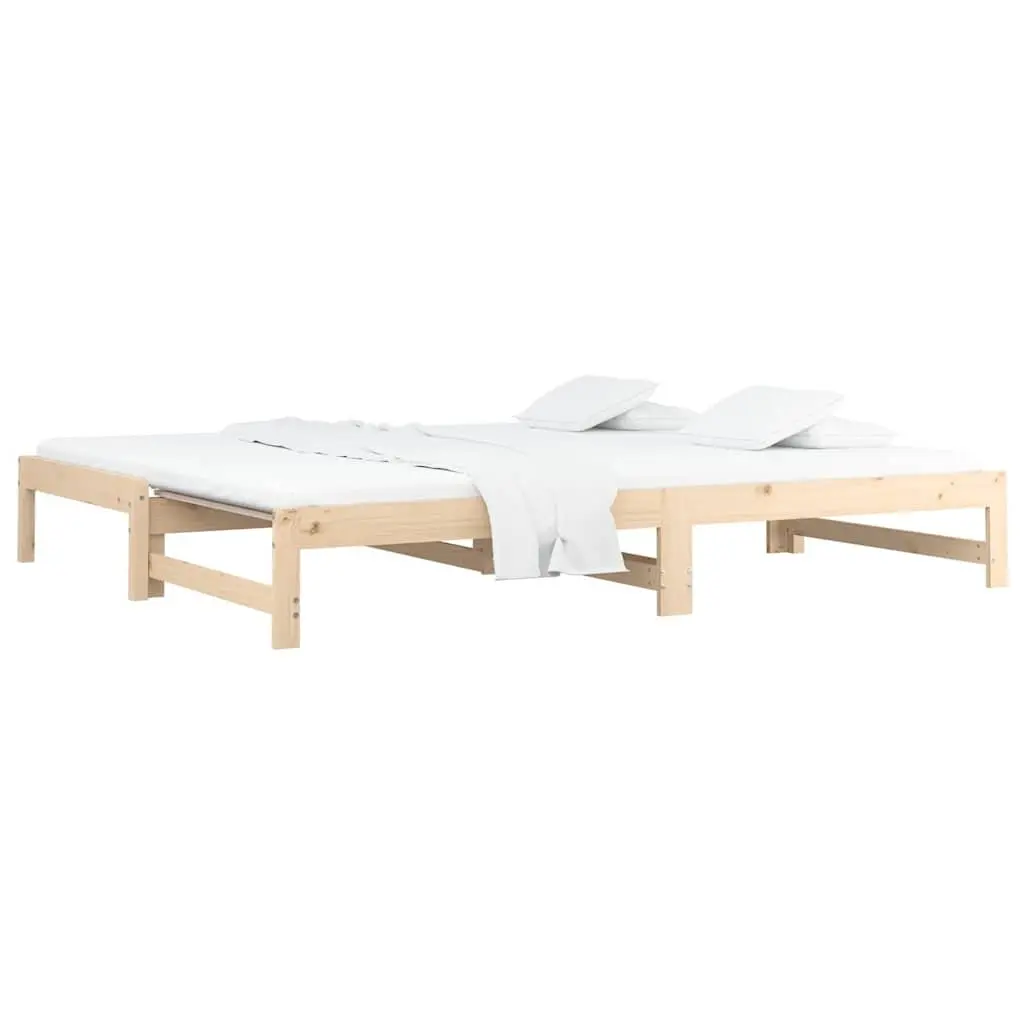 Pine Wood Pull-out Day Bed Frame with Slatted Base 90x190cm