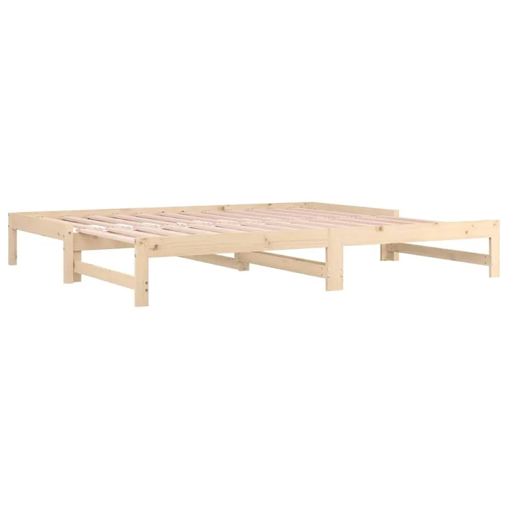 Pine Wood Pull-out Day Bed Frame with Slatted Base 90x190cm