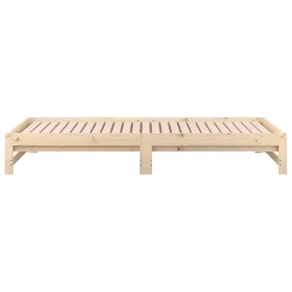 Pine Wood Pull-out Day Bed Frame with Slatted Base 90x190cm