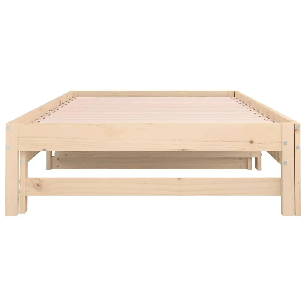 Pine Wood Pull-out Day Bed Frame with Slatted Base 90x190cm