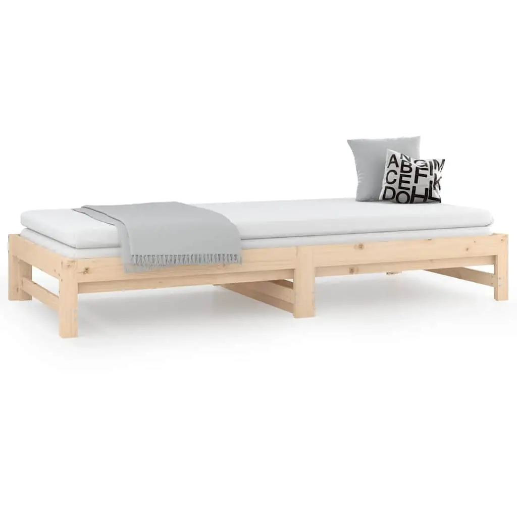 Pine Wood Pull-out Day Bed Frame with Slatted Base 90x190cm