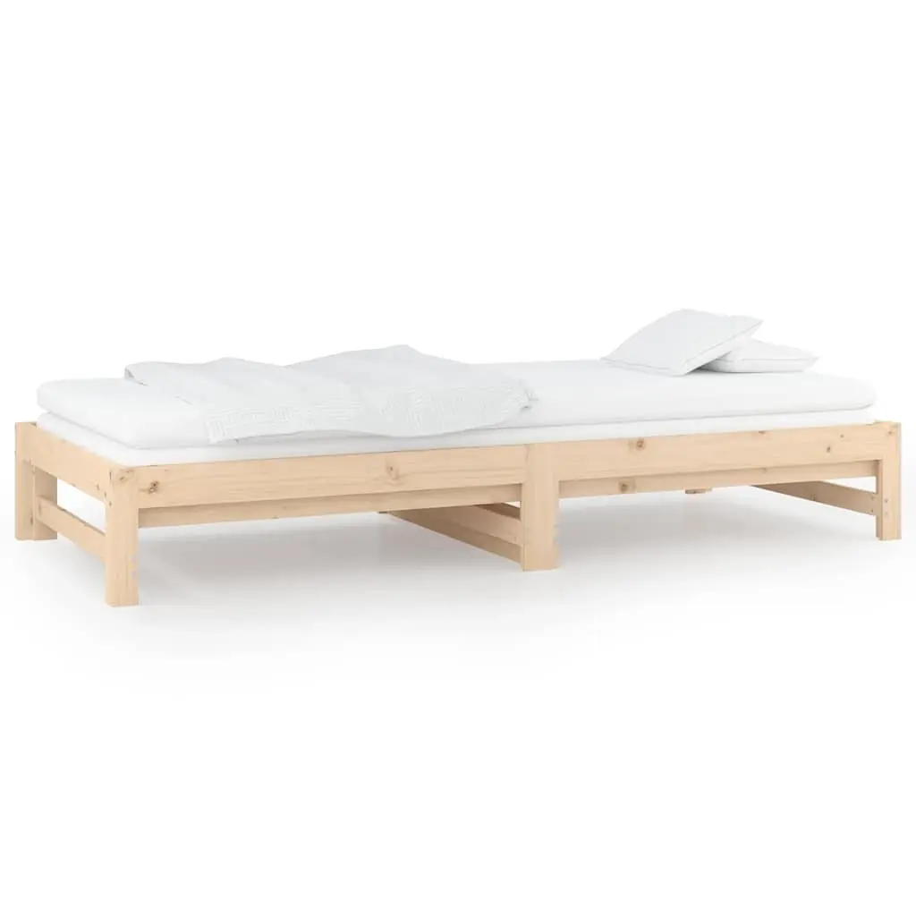 Pine Wood Pull-out Day Bed Frame with Slatted Base 90x190cm