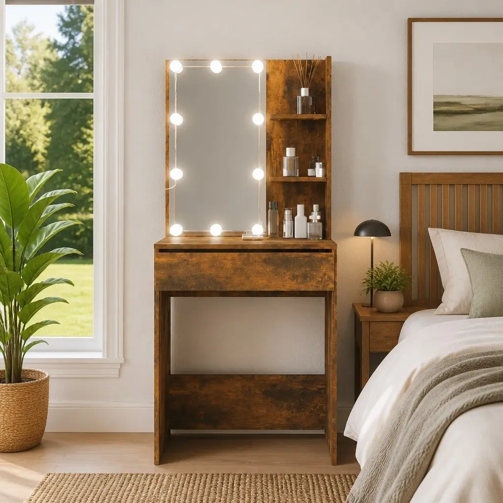 Dressing Table with LED Mirror & Drawers
