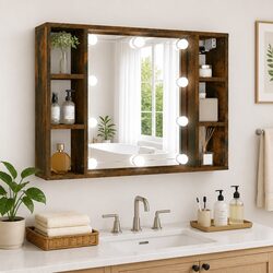 Durable Wall-Mounted Mirror Cabinet with LED Lights