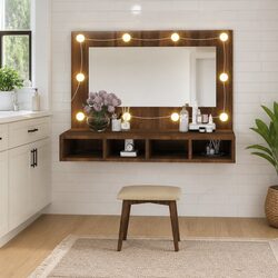 Brown Oak LED Mirror Cabinet for Stylish Storage