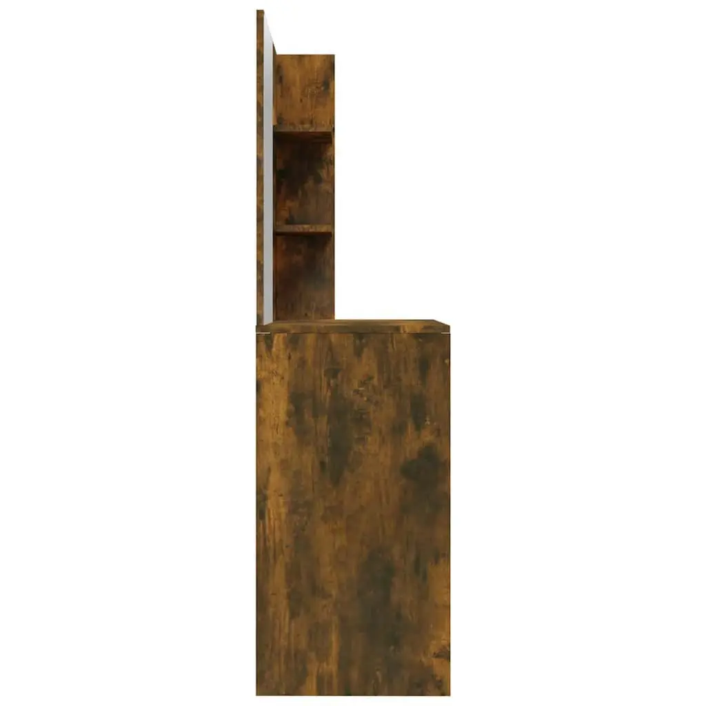 Smoked Oak Brown Dressing Table with Mirror