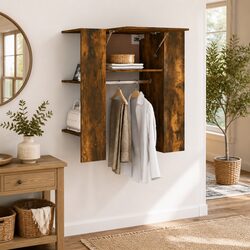 Durable Brown Engineered Wood Hallway Cabinet with Storage Shelves