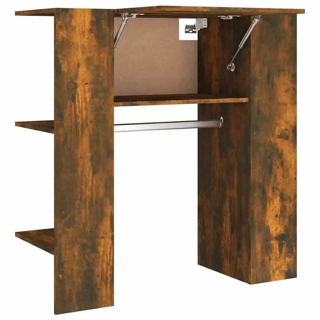 Hallway Cabinet Engineered Wood 97.5cm Brown Storage Unit with Shelves and Clothes Rail