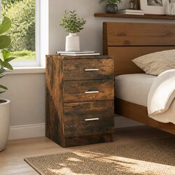 Bedside Cabinet Brown Engineered Wood Drawer Storage Nightstand Table 40x40x63cm