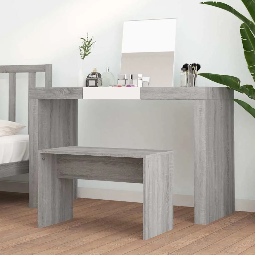 Dressing Table Stool Engineered Wood 70W x 35D x 45H cm Grey Sonoma