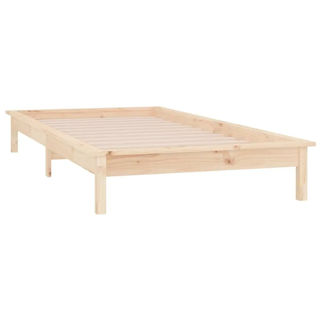 Solid Wood LED Bed Frame 90x190 cm Brown