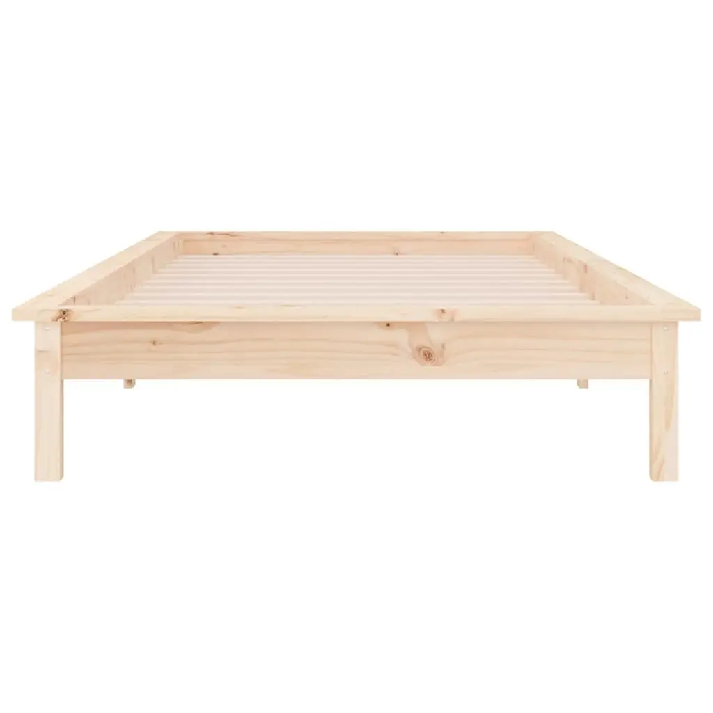 Solid Wood LED Bed Frame 90x190 cm Brown