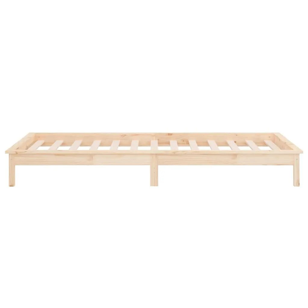 Solid Wood LED Bed Frame 90x190 cm Brown