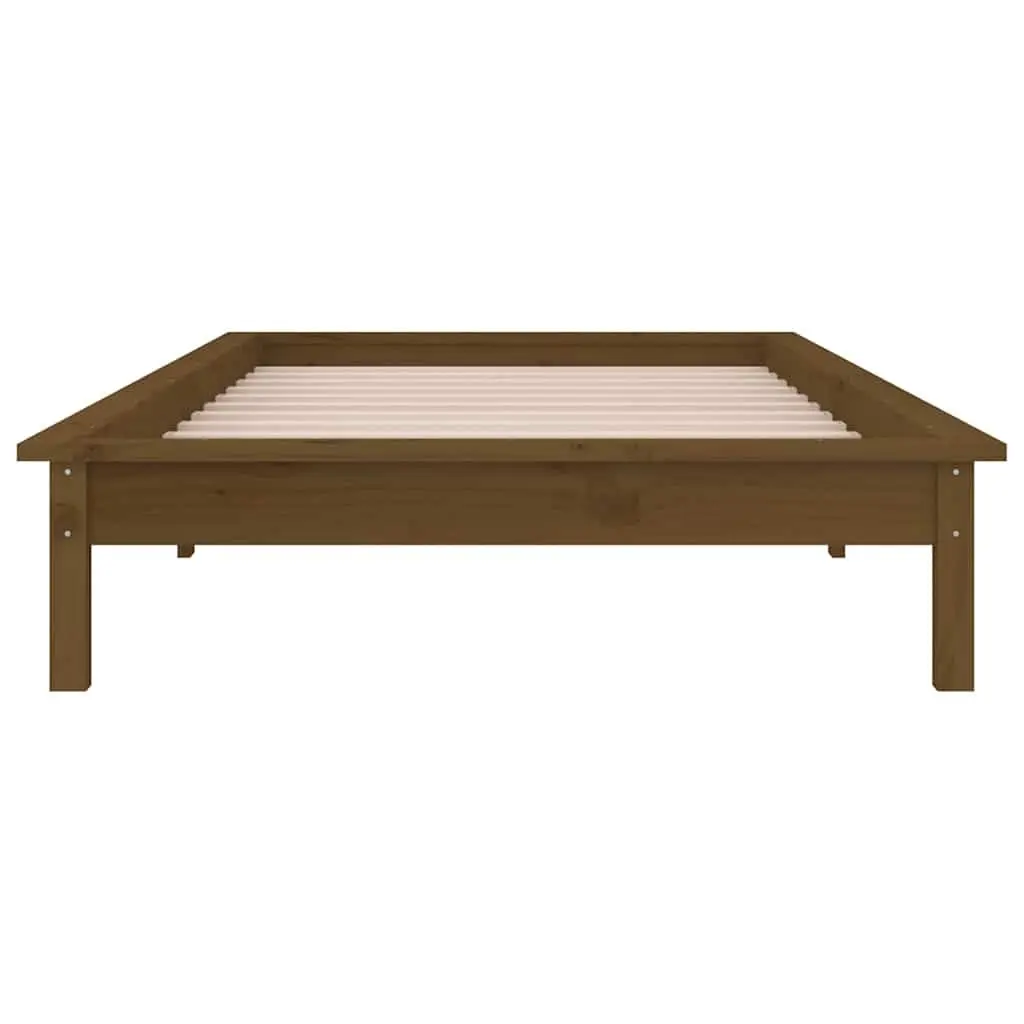 Solid Wood LED Bed Frame 90x190 cm Honey Brown