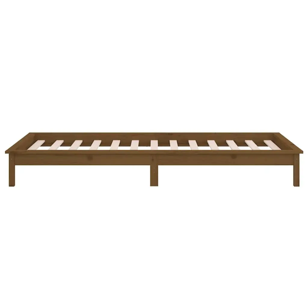 Solid Wood LED Bed Frame 90x190 cm Honey Brown