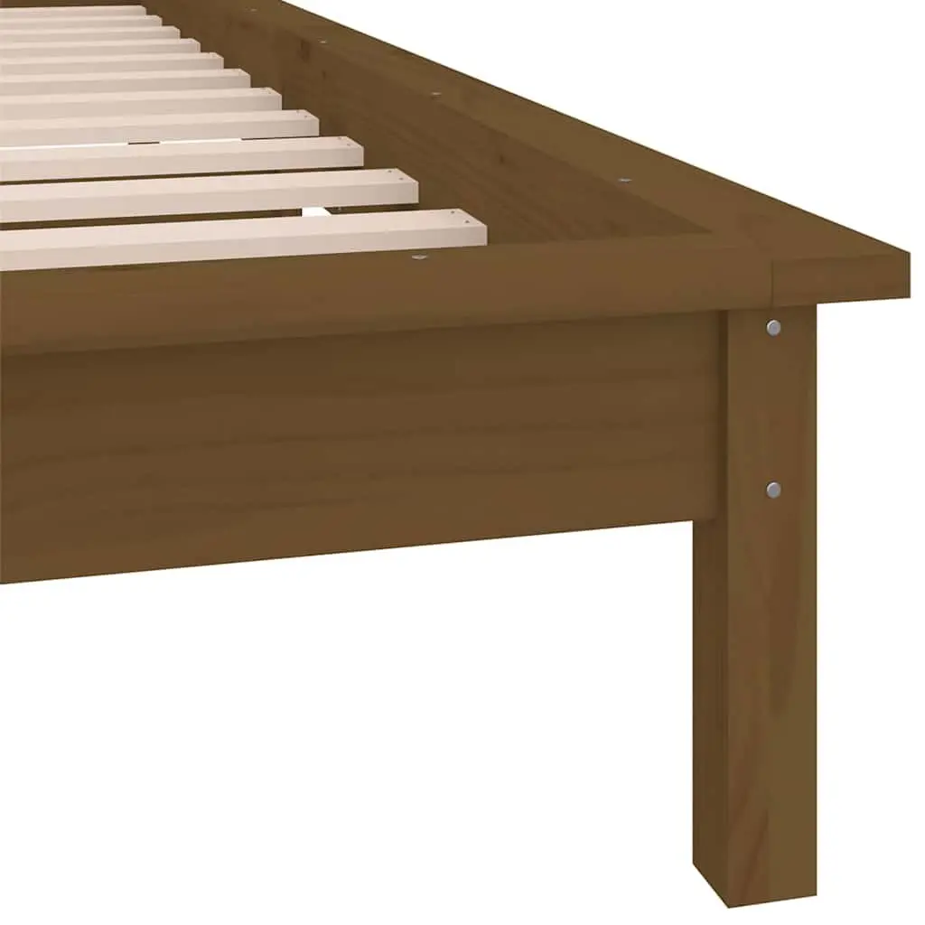 Solid Wood LED Bed Frame 90x190 cm Honey Brown