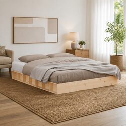 Solid Pine Wood King Bed Frame 183x203cm Brown
