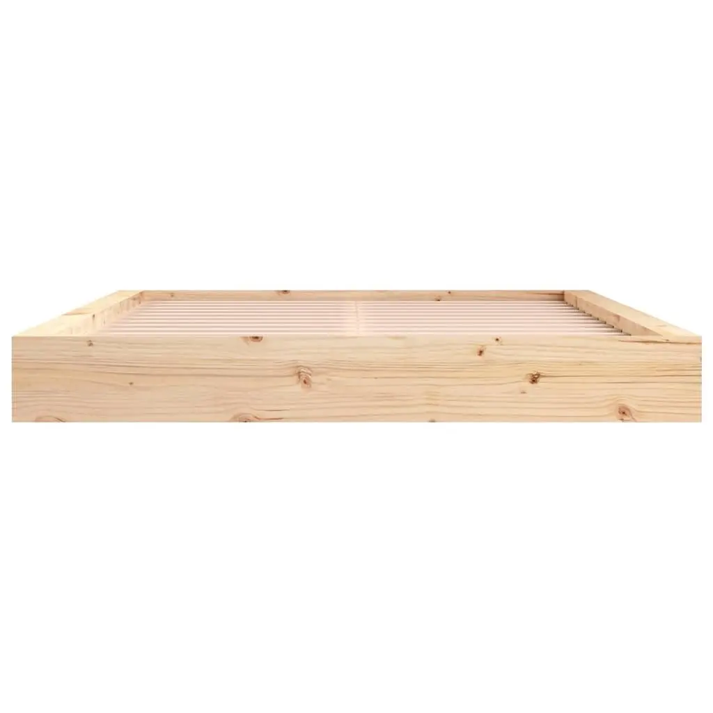 Solid Pine Wood King Bed Frame 183x203cm Brown