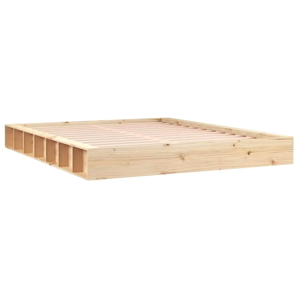 Brown Bed Frame 150x200 cm in Solid Pine Wood