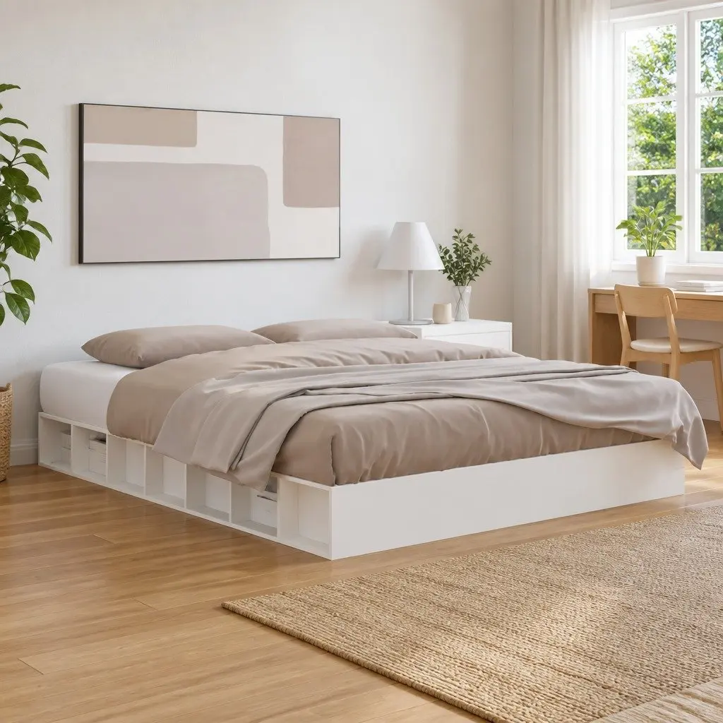 King Size Bed Frame 150x200 cm in White Pine