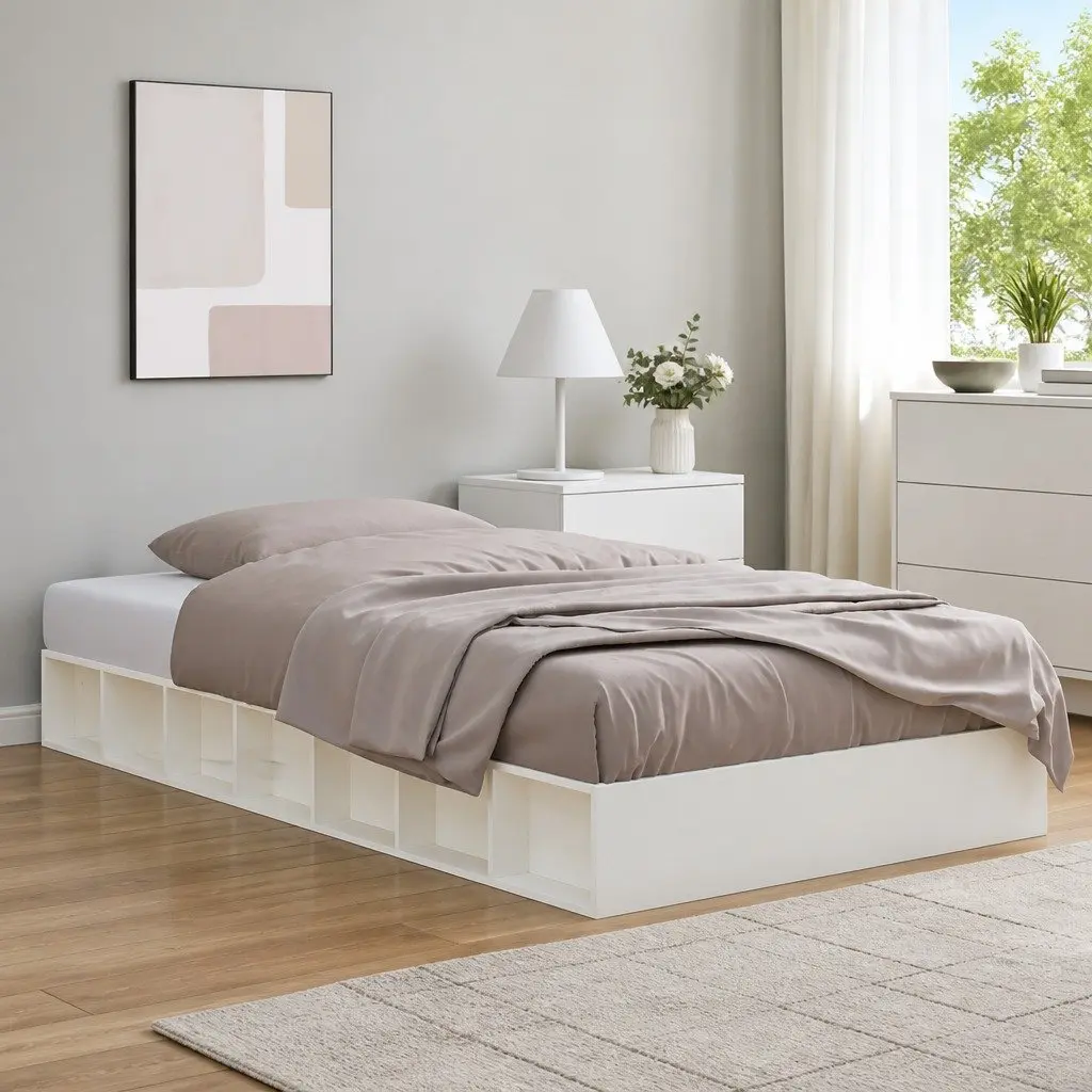 Solid Wood Bed Frame in White 135x190 cm