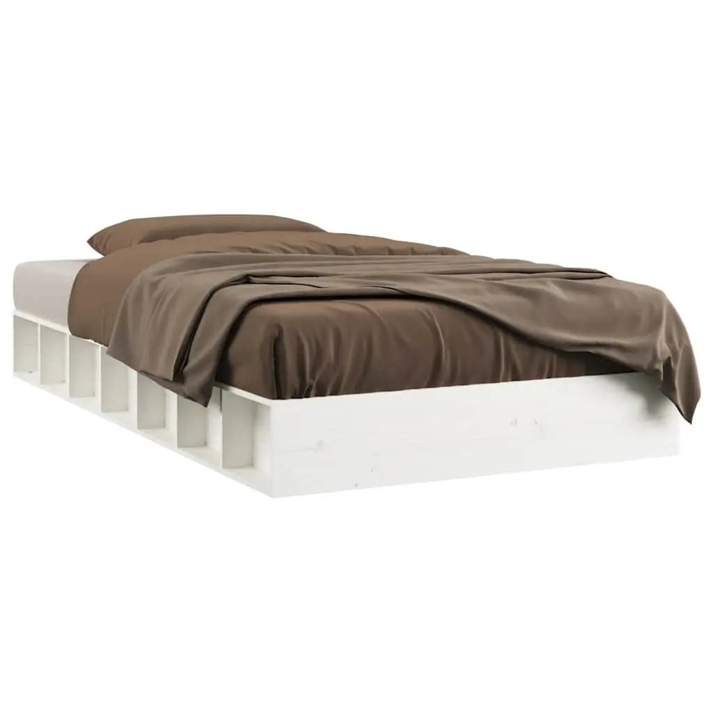 Solid Wood Bed Frame in White 135x190 cm