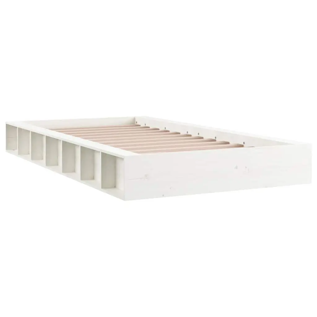 Solid Wood Bed Frame in White 135x190 cm