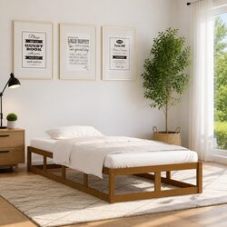 Solid Pine Wood Bed Frame 100x200 cm in Brown
