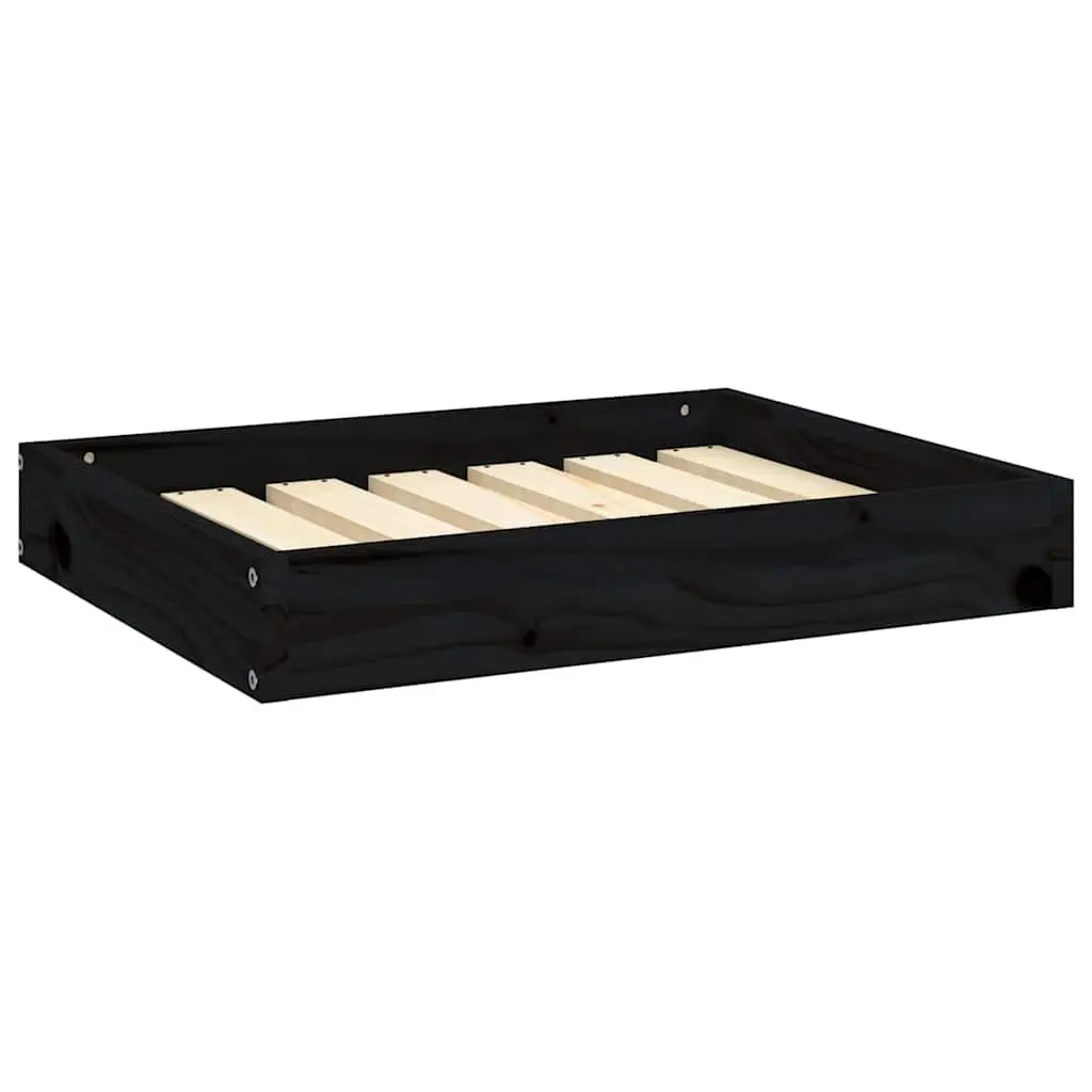 Black Rectangular Dog Bed with Wooden Frame for Comfort