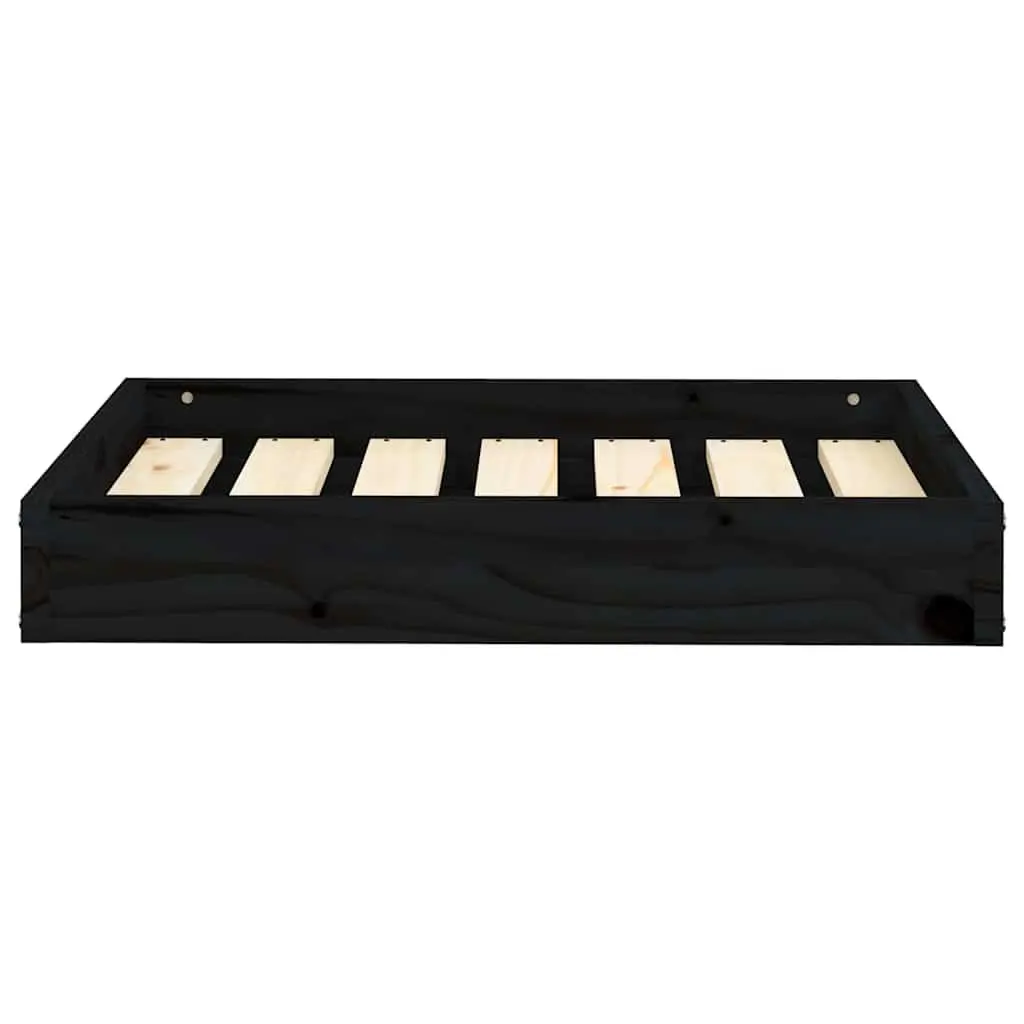 Black Rectangular Dog Bed with Wooden Frame for Comfort
