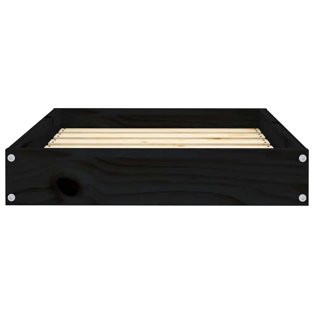 Black Rectangular Dog Bed with Wooden Frame for Comfort