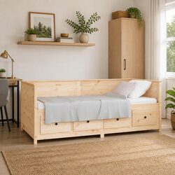 Solid Pine Wood Day Bed with Storage Drawers 80x200 cm