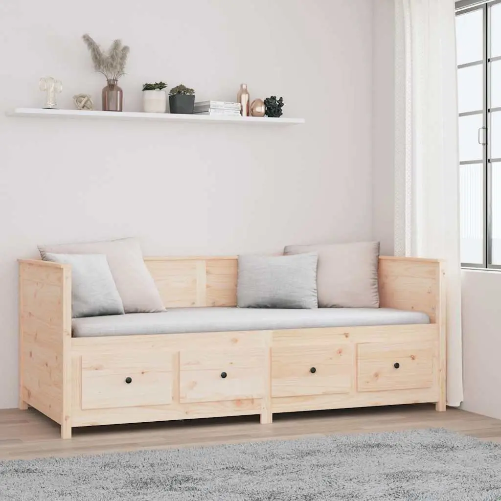 Solid Pine Wood Day Bed with Storage Drawers 80x200 cm