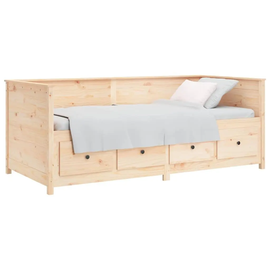 Solid Pine Wood Day Bed with Storage Drawers 80x200 cm