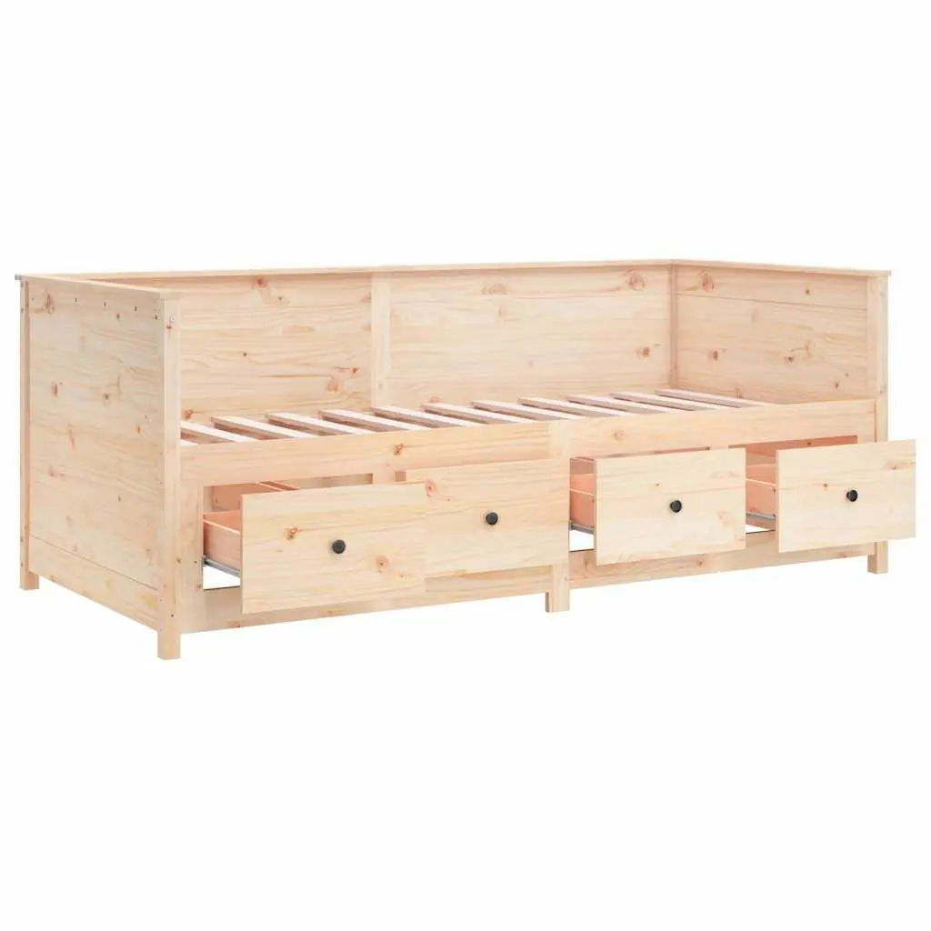 Solid Pine Wood Day Bed with Storage Drawers 80x200 cm