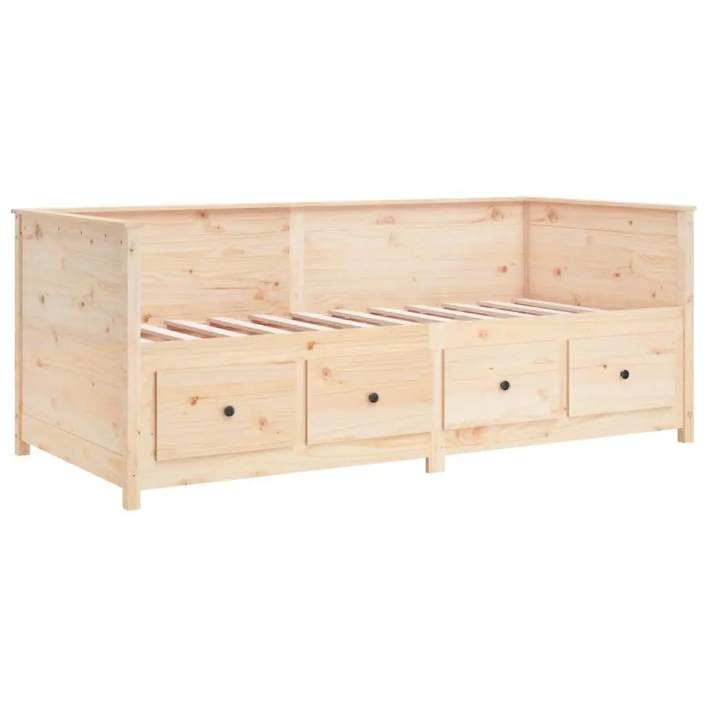 Solid Pine Wood Day Bed with Storage Drawers 80x200 cm