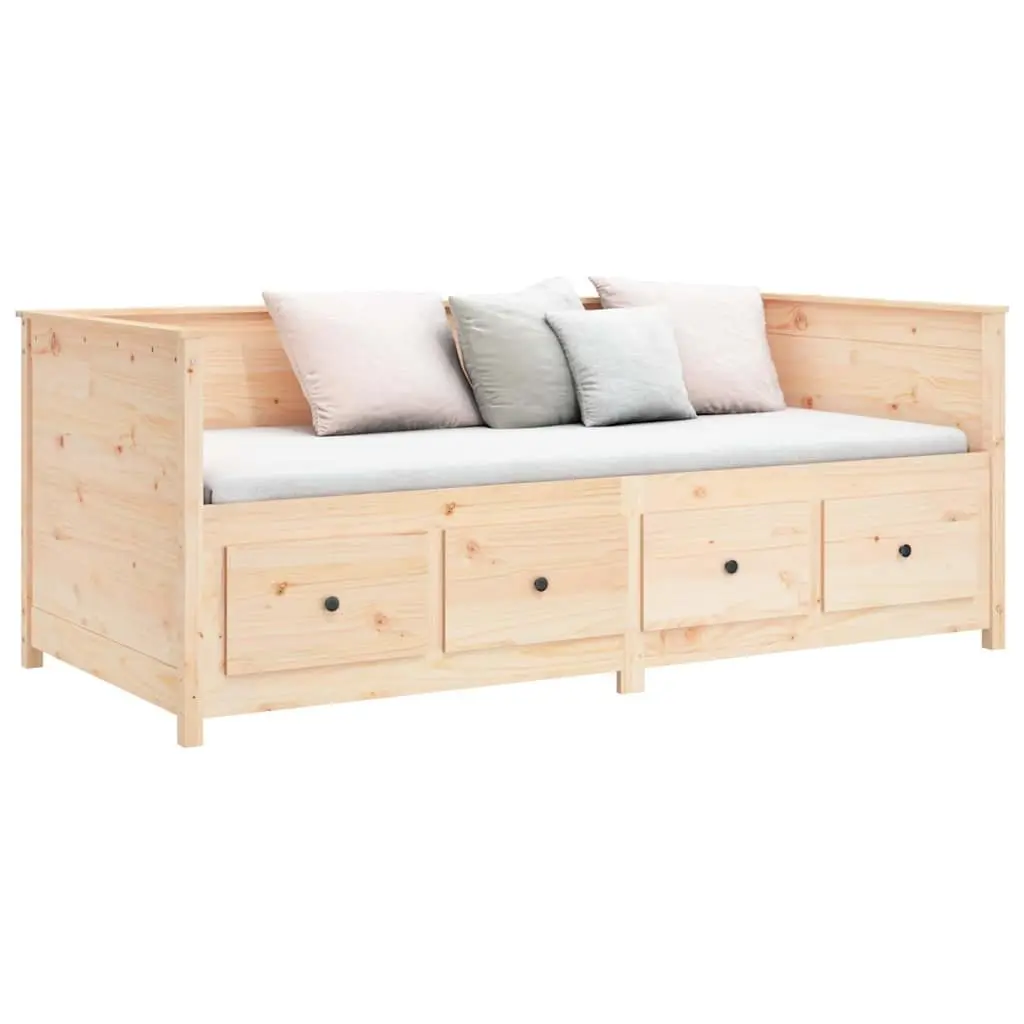 Solid Pine Wood Day Bed with Storage Drawers 80x200 cm
