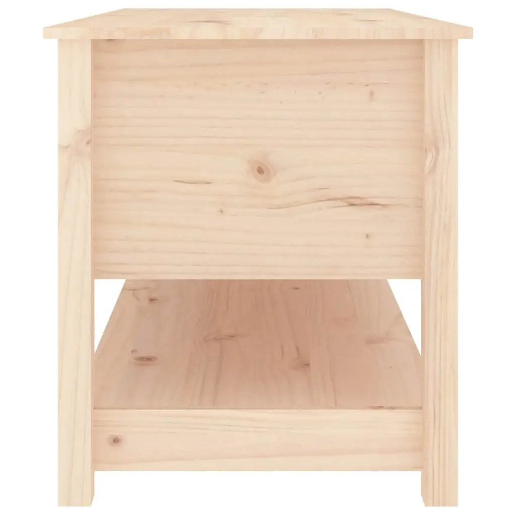 Brown Solid Pine Wood Coffee Table with Storage Drawers