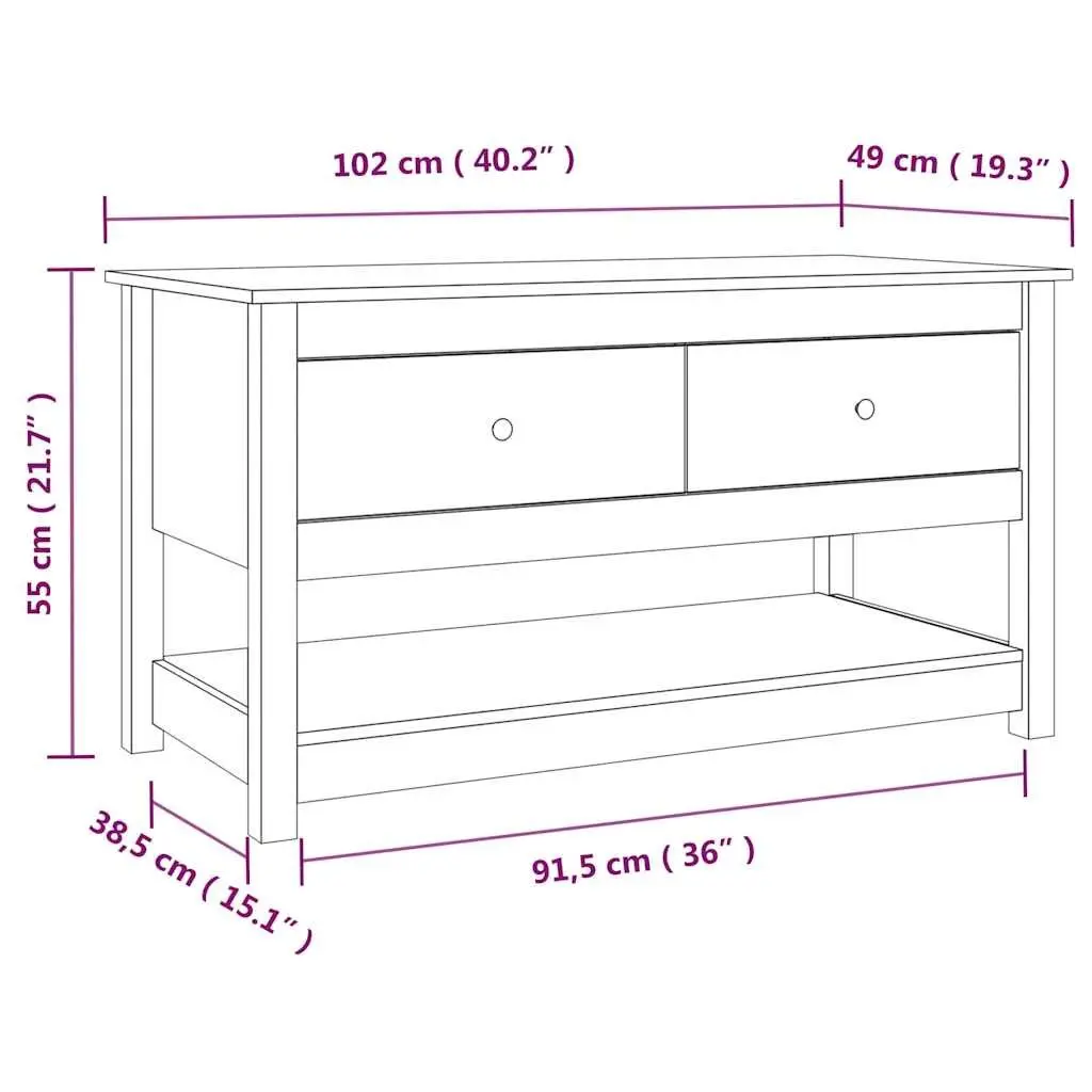 Brown Solid Pine Wood Coffee Table with Storage Drawers