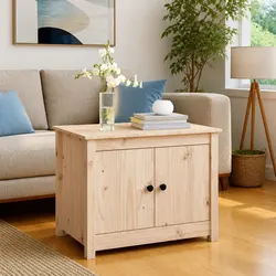 Solid Pine Wood Coffee Table with Storage Compartments